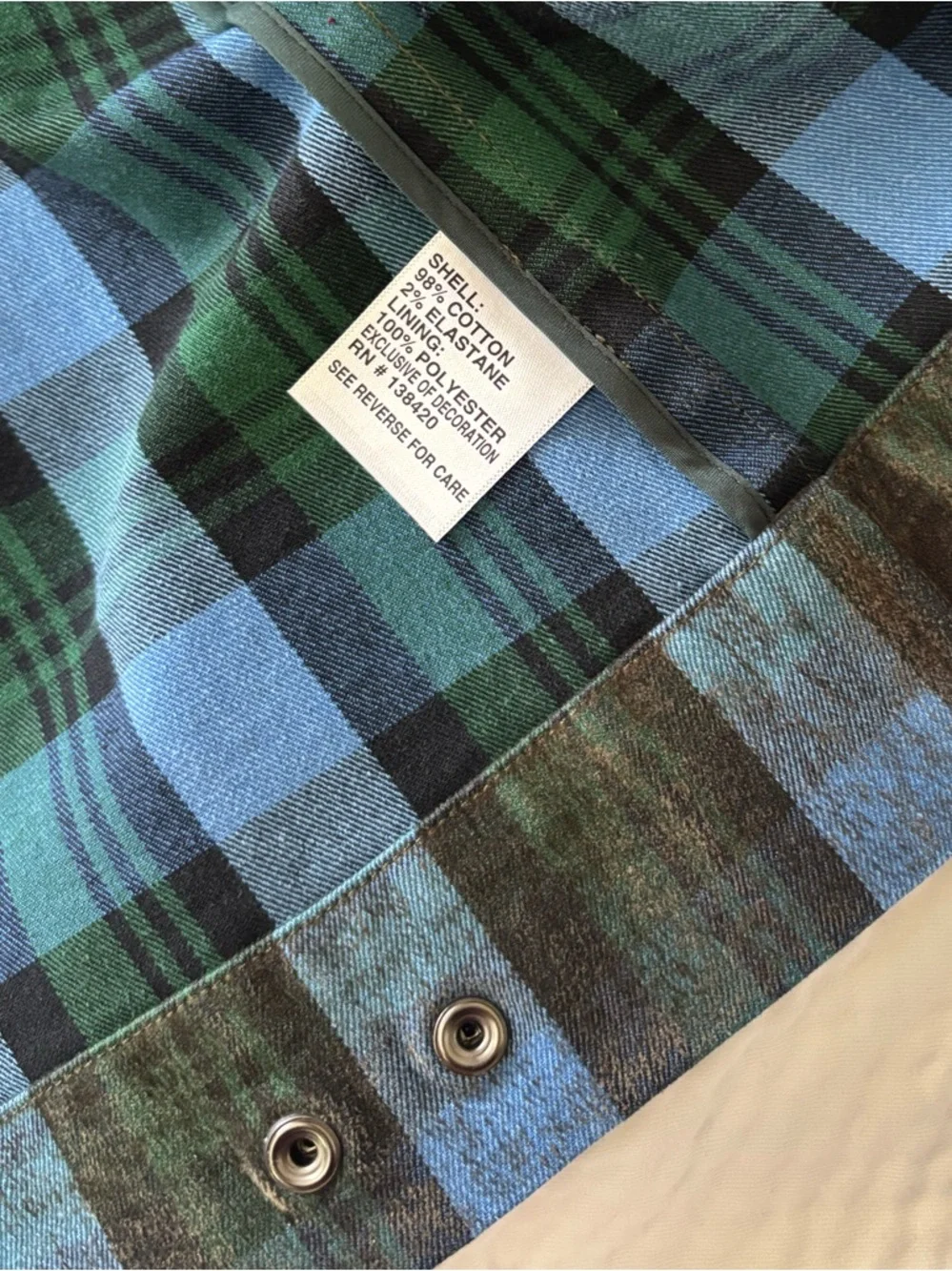 Carlisle Collection Plaid Satin Embroidered Trim Jacket